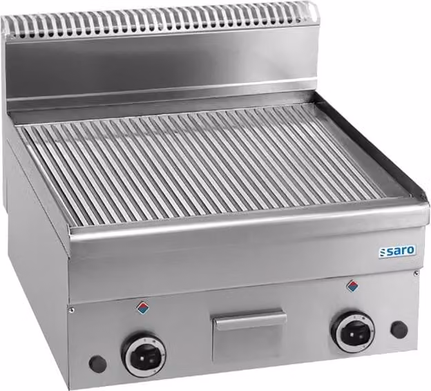 Piastra per griglia a gas SARO, scanalata, da tavolo, 600x600, GFT66R