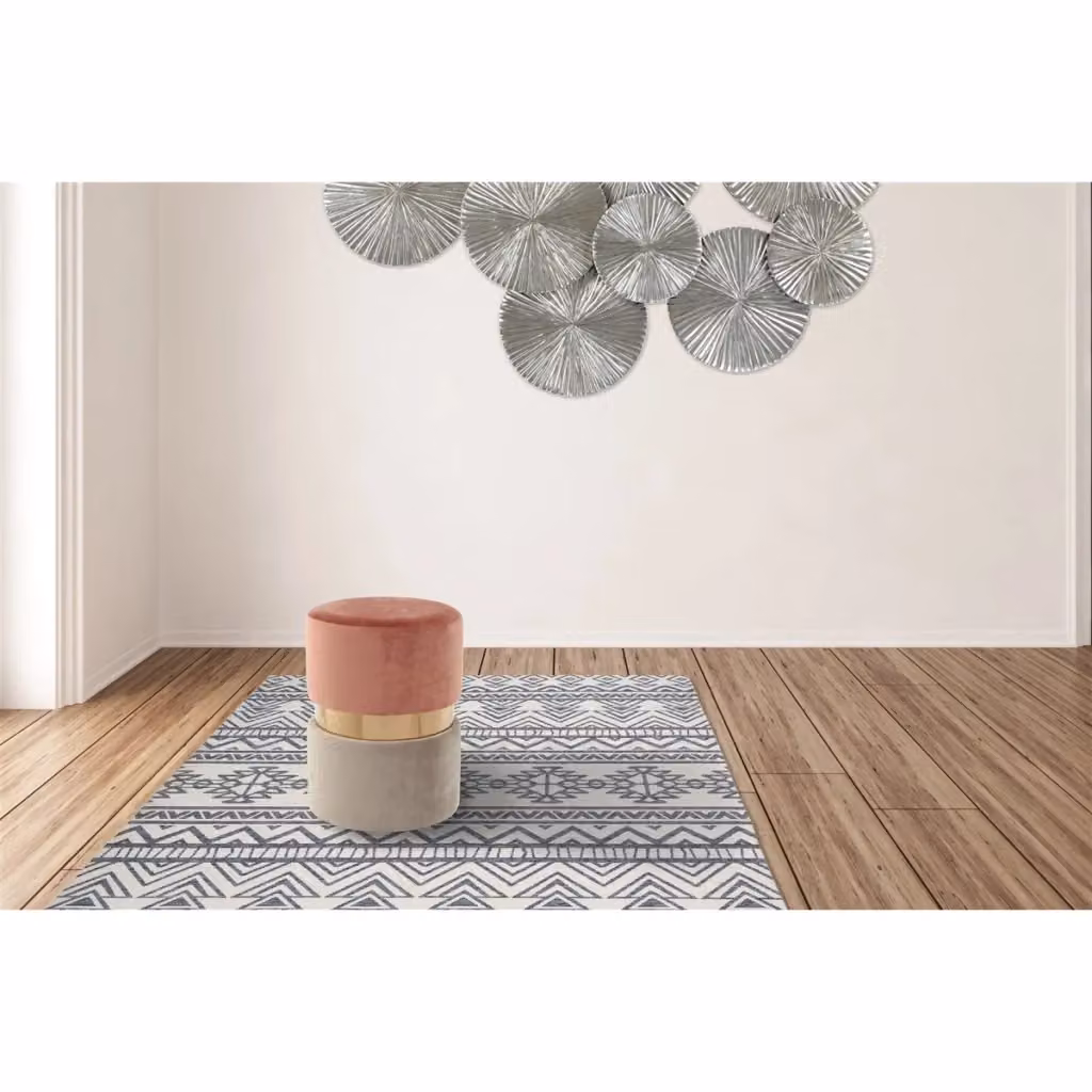 Pouf contenitore Gipsy Kendra Home in velluto rosa antico e taupe con dettagli oro – 2