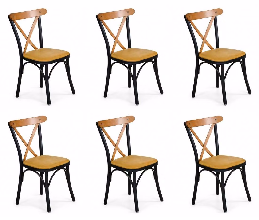 6 sedie, stile moderno, colore nero, comode, ideali per la sala da pranzo, confortevoli e imbottite