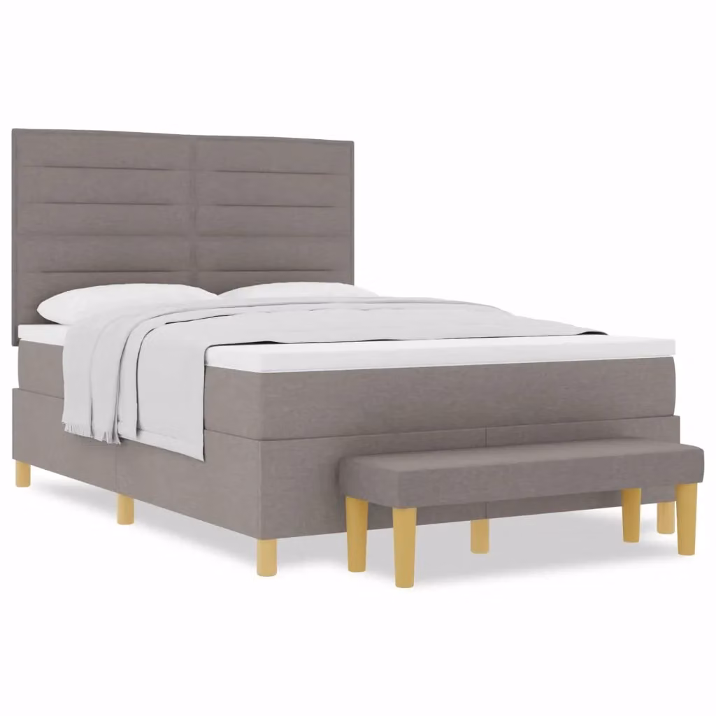 Letto a molle con testiera Talpa vidaXL in tessuto beige o grigio L: 140 cm, P: 200 cm, H: 128 cm – 2