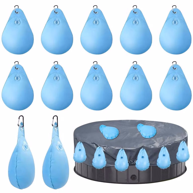 12 coperture per piscina, pesi, sacche d'acqua, coperture per piscina invernali