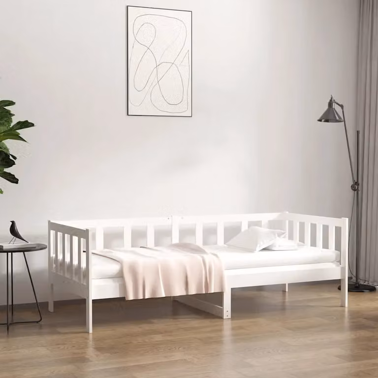 vidaXL Dormeuse in legno massello di pino bianca senza materasso L/P/H: 200 x 80 x 66 cm