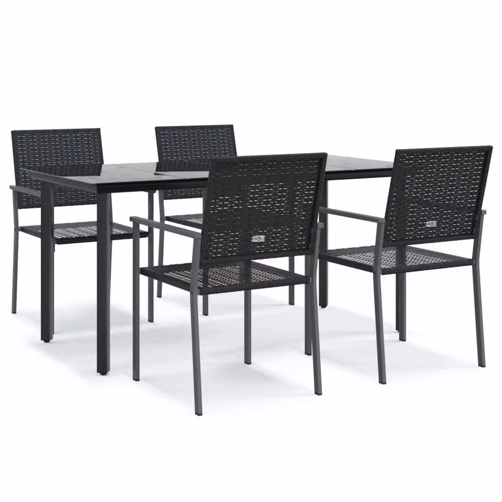 Set da Pranzo da Giardino 5 pz in Polyrattan e Acciaio