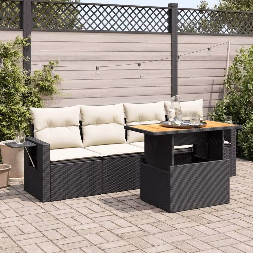 Maison Exclusive - Set Divani da Giardino 5 pz con Cuscini in Polyrattan Nero