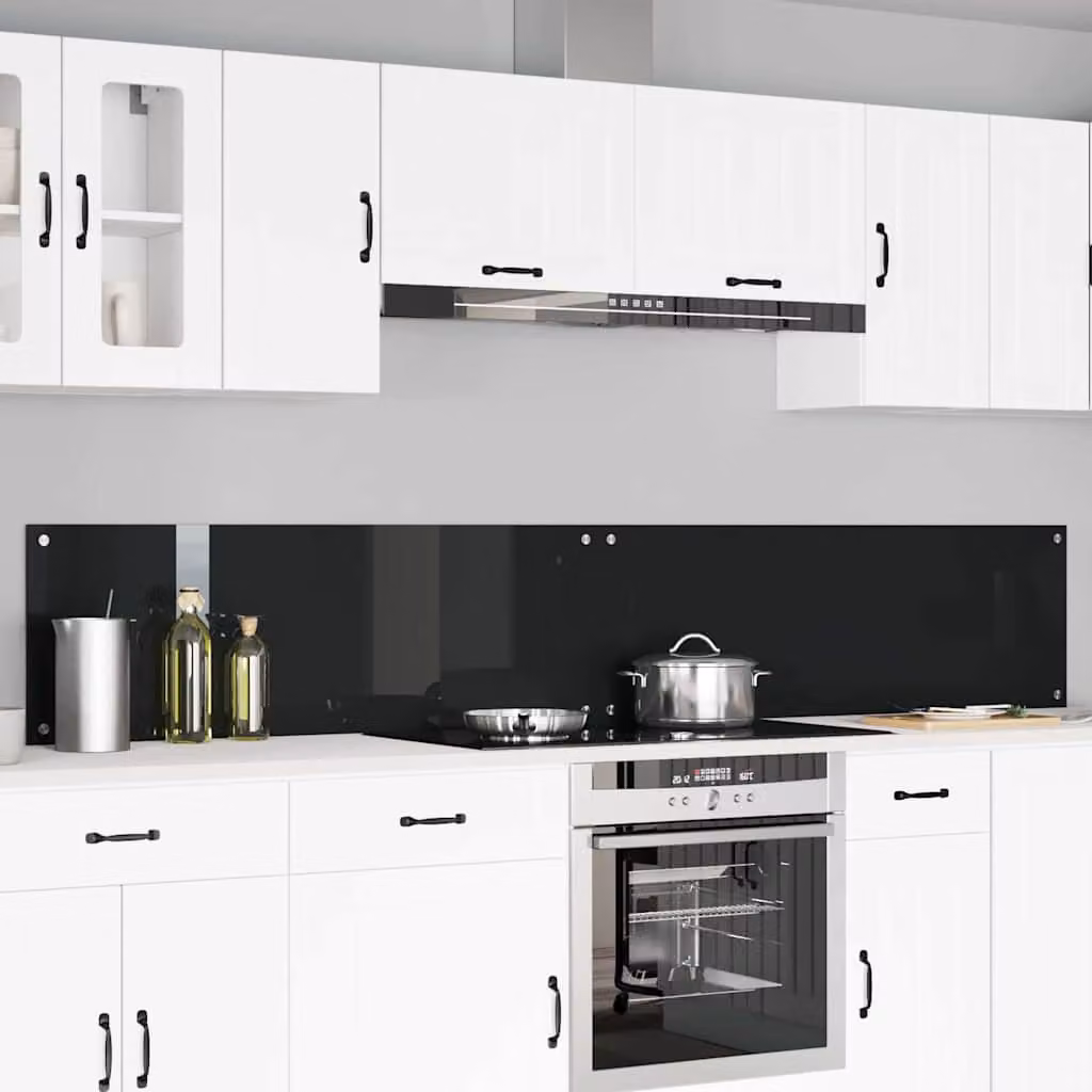 Set di 2 schienali per cucina vidaXL in vetro temperato nero, L: 120 cm, P: 40 cm