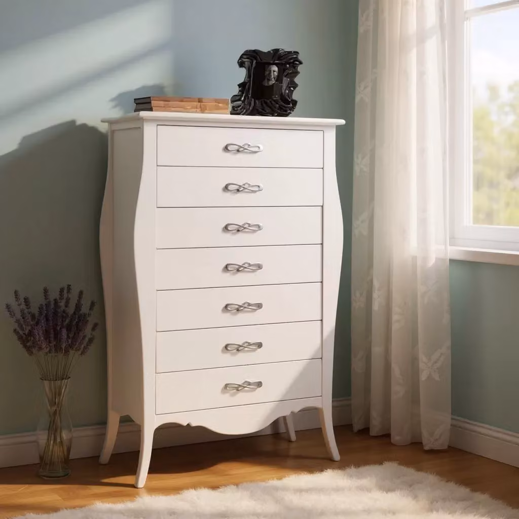 Cassettiera in legno con 7 cassetti in stile shabby chic bianco Mobili 2G L/P/H: 80 x 47 x 138 cm – 2