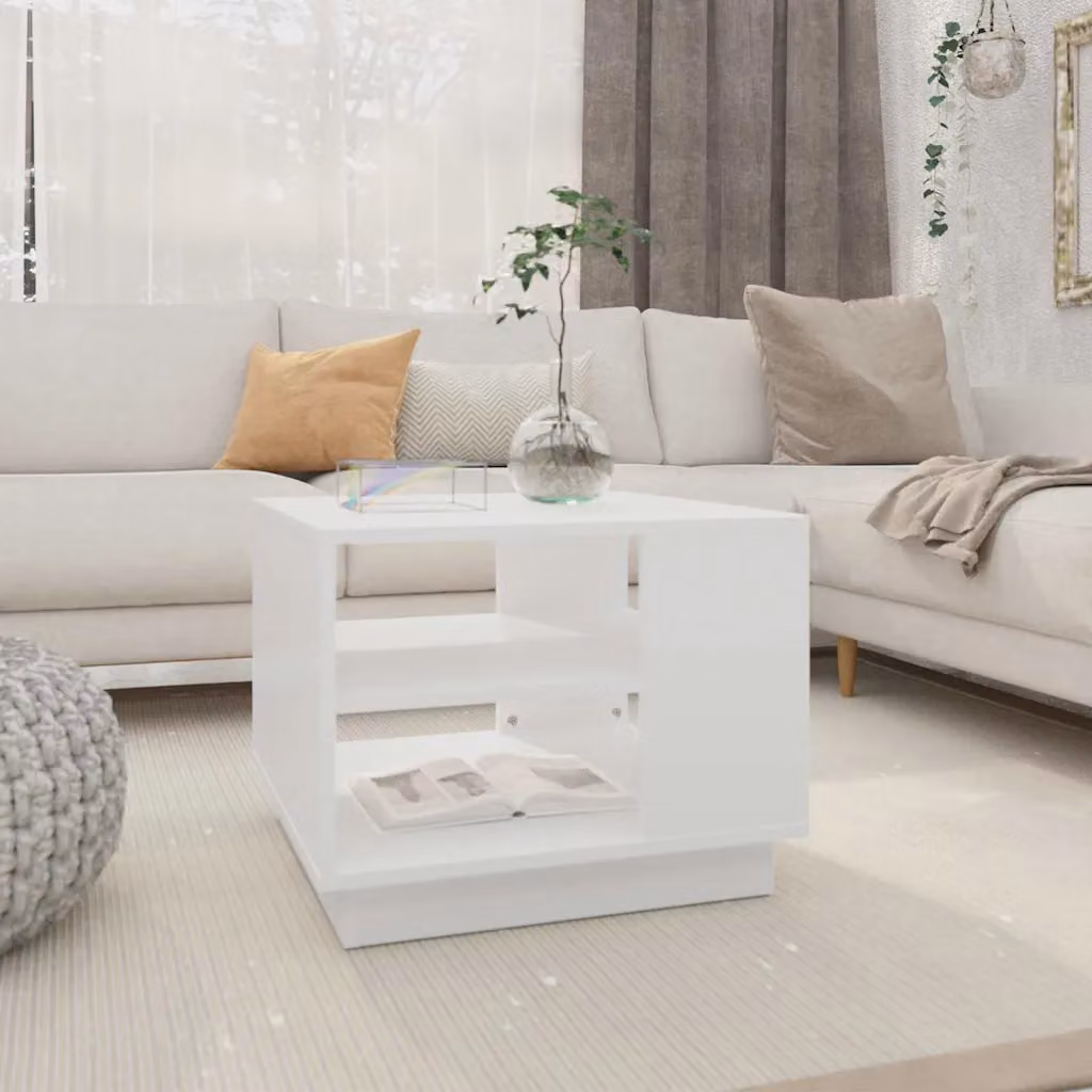 vidaXL Tavolino da Salotto Moderno Bianco L/P/H: 55 x 55 x 43 cm