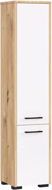 Colonna da bagno AKORD FIN Quercia Artisan con 2 ante e inserto frontale bianco, L/P/H: 30 x 30 x 140 cm – 1