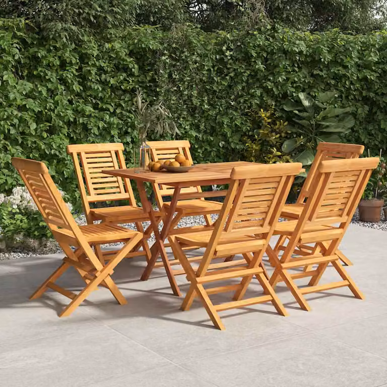 Set di 6 sedie pieghevoli vidaXL in legno di teak marrone per giardino L/P/H: 47 x 45 x 90 cm