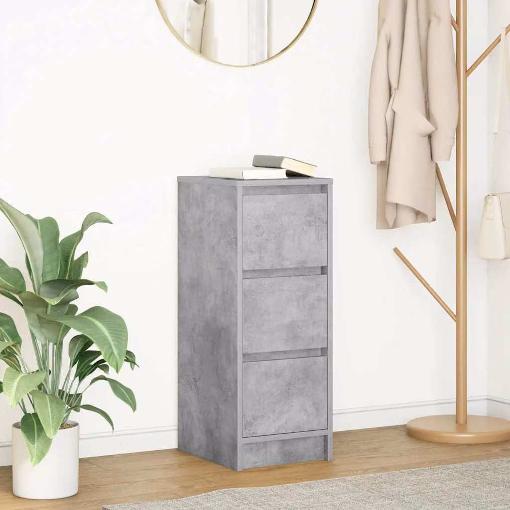 Credenza moderna vidaXL in legno multistrato e MDF, colore grigio, sospesa a parete, L/P/H: 29,5 x 34 x 76 cm