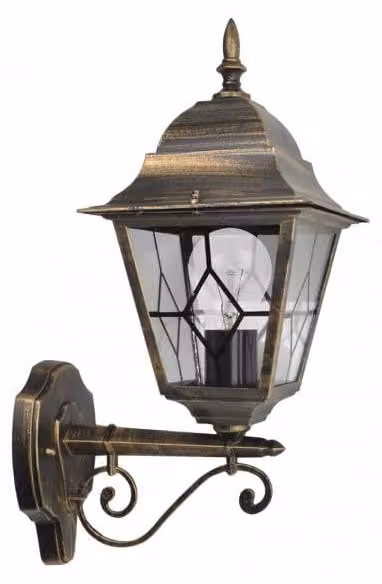 Lampada da esterno in alluminio, nera/oro, dimensioni 44x27x18 cm, grado di protezione IP44