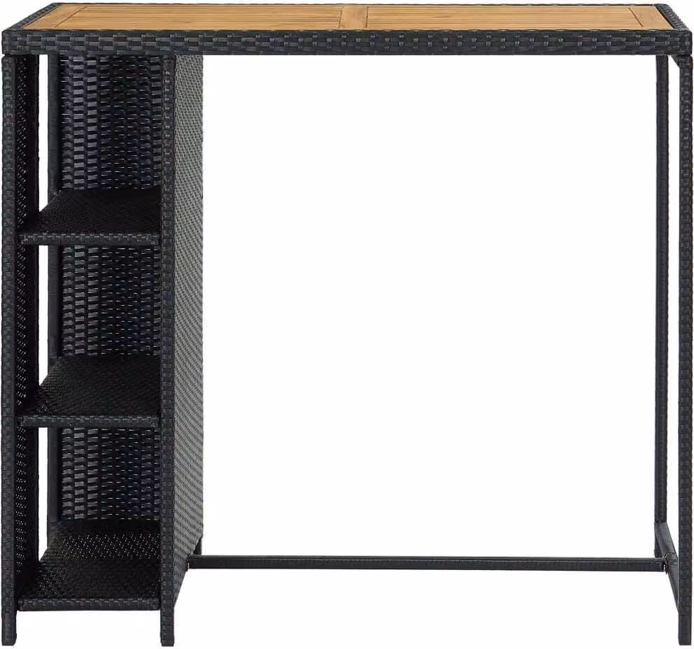 Tavolo da Bar con Ripiani Nero 120x60x110 cm in Polyrattan