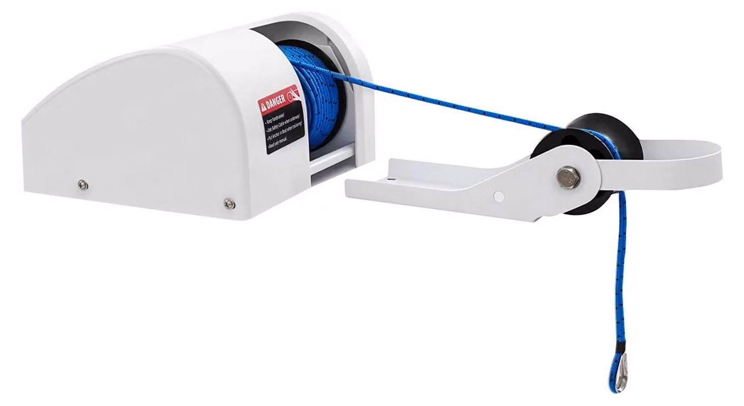Avvolgitori per ancore elettrici - 12 V - Per ancore da 11,3 kg - Con telecomando - Grado di protezione IP65, impermeabile per acqua salata - Portata di 50 metri - Colore bianco