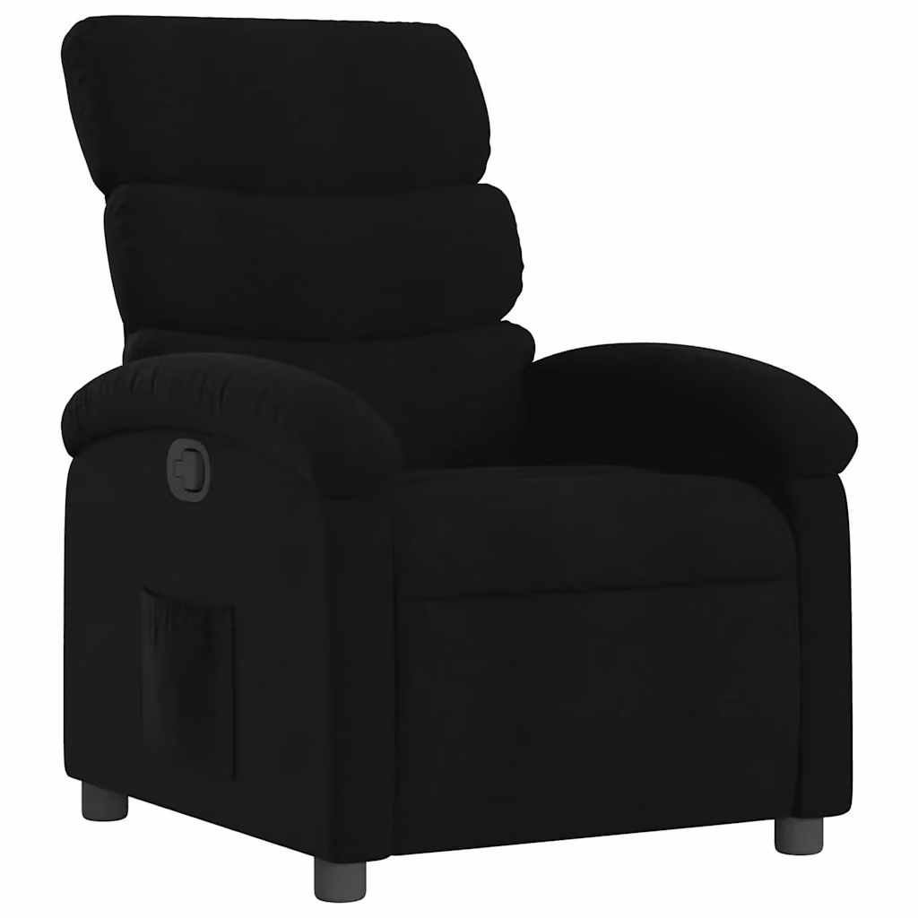 Poltrona reclinabile relax vidaXL in tessuto nero con braccioli e struttura in metallo e MDF – 2