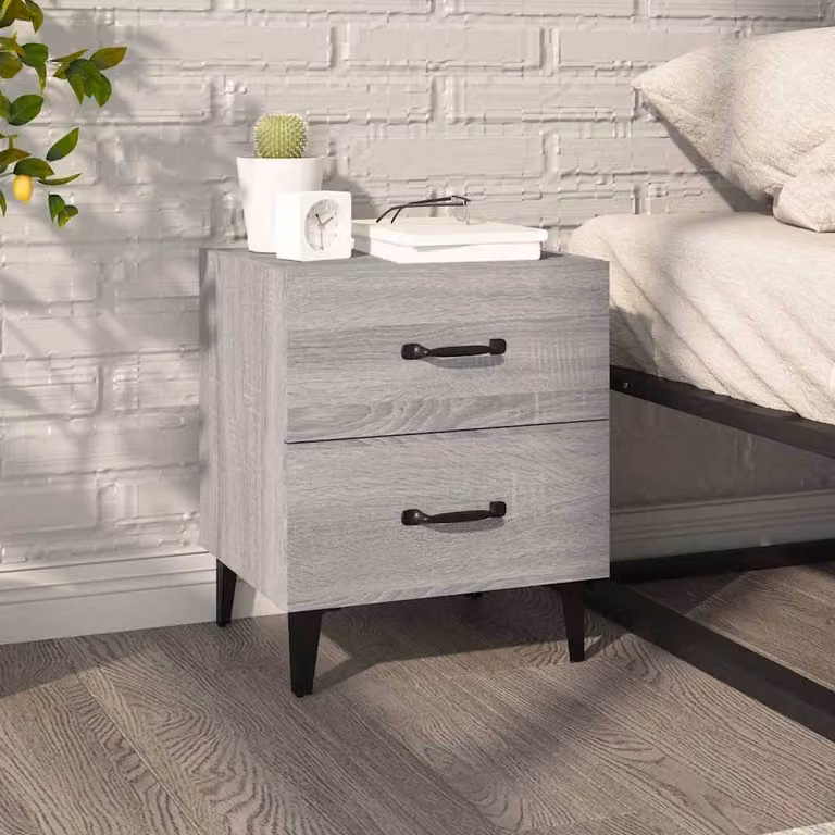 Comodino in stile industriale vidaXL Grigio Sonoma L: 40 cm, P: 35 cm, H: 47,5 cm