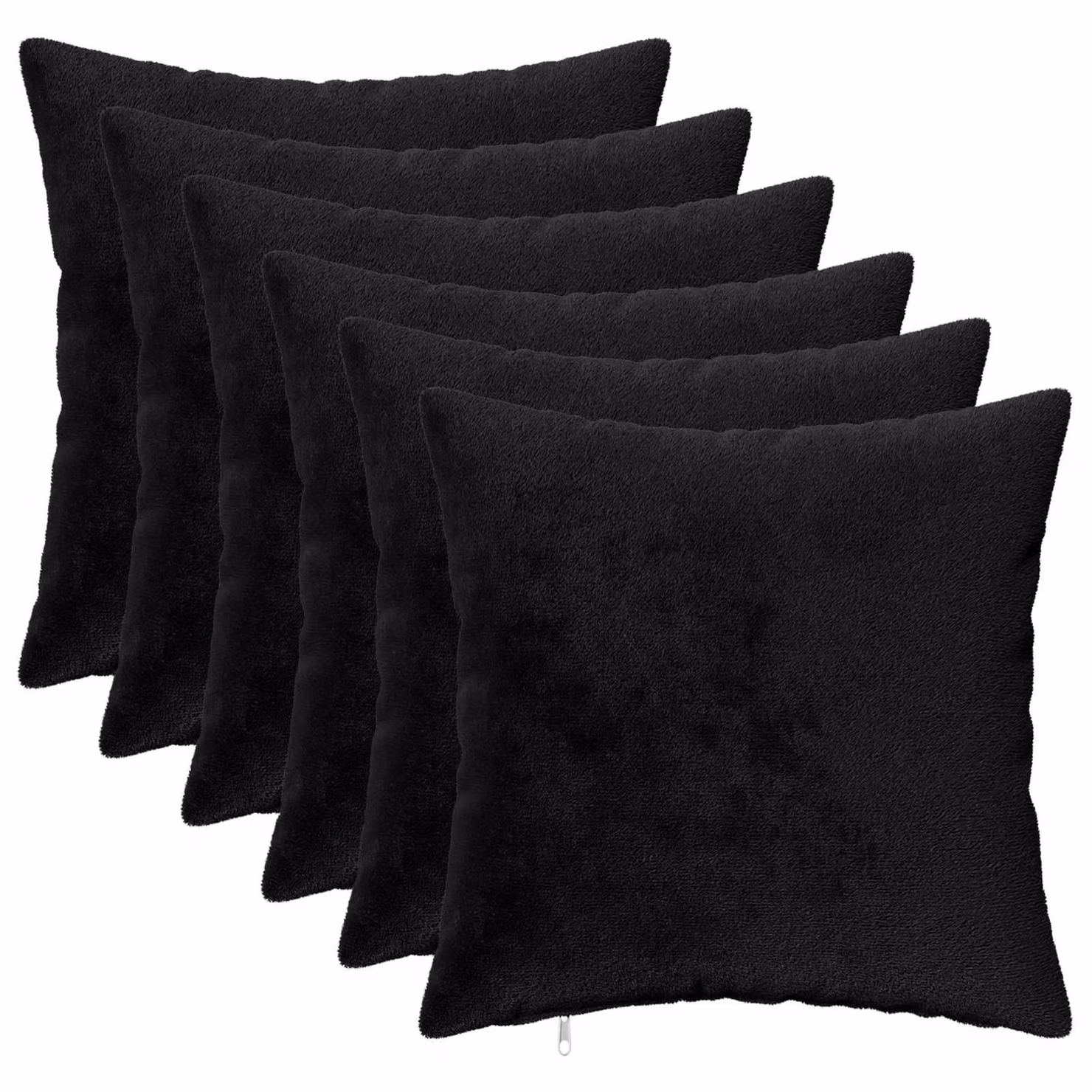 Set di 6 federe vidaXL HEERLEN in flanella nera, L/P: 30 x 30 cm