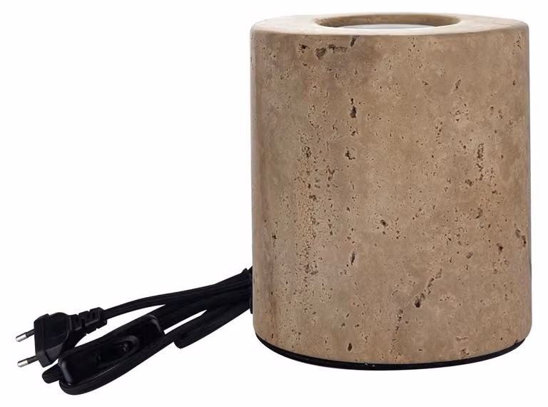 Lampada da tavolo LUXULA, JAR, cemento, E27, cavo tessile con interruttore