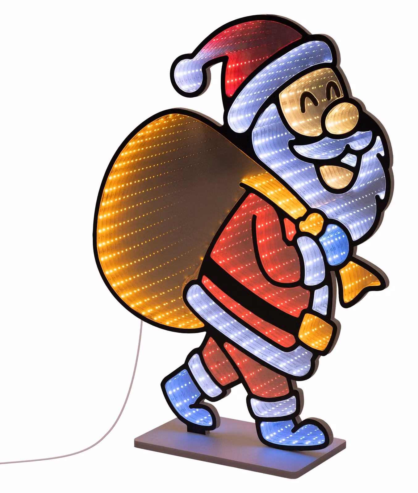 ECD Germany: Decorazioni natalizie, Babbo Natale, specchio a LED con effetto 3D infinito, illuminazione natalizia per interni, decorazione, catena luminosa a specchio, timer, 47x60 cm