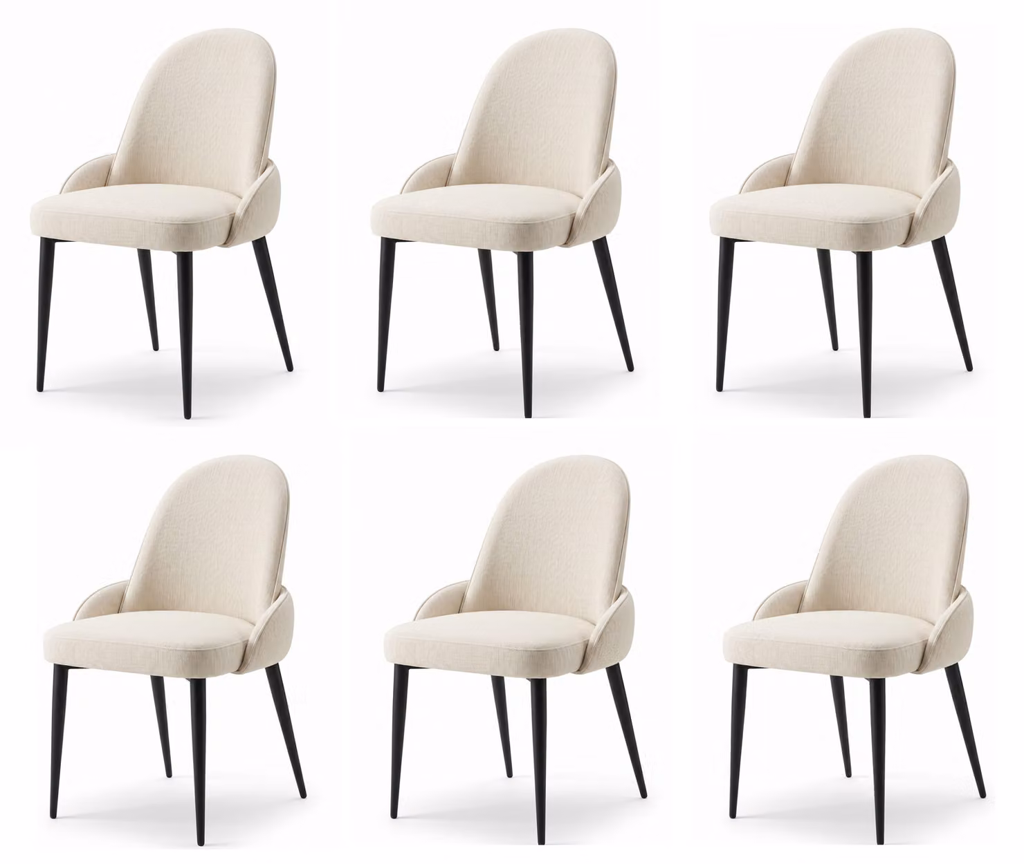 Set di 6 eleganti sedie da pranzo, colore crema-beige, tessuto, design moderno e sobrio