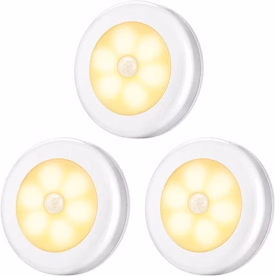 Lampada da parete a sensore di movimento, confezione da 3 pezzi, luce bianca calda, accensione e spegnimento automatici, ricaricabile, ideale per illuminare armadi, perfetta come lampada da parete per camere da letto, corridoi, camerette, cucine e ingress