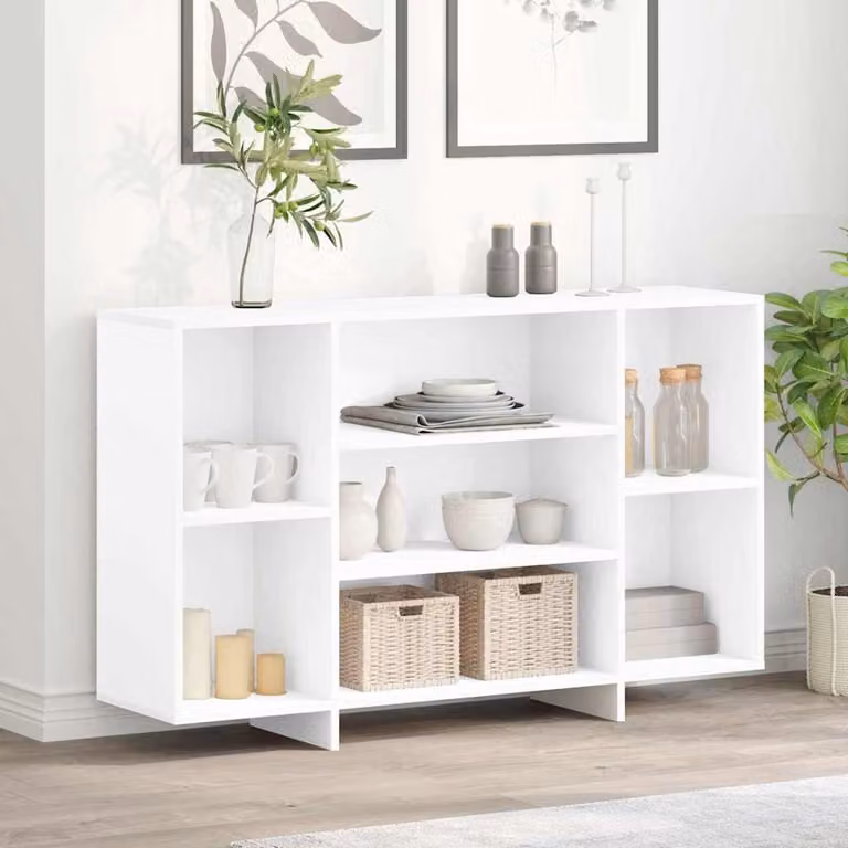 Credenza moderna vidaXL in legno multistrato e MDF, colore bianco opaco, L 120 x P 30 x H 75 cm