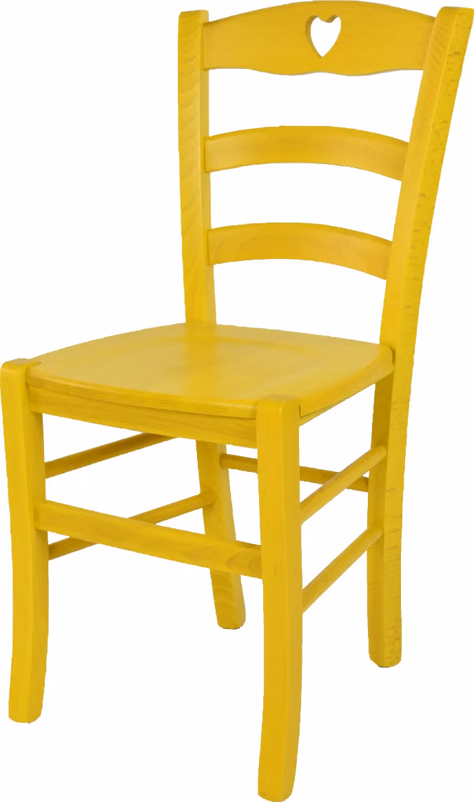 t m c s Tommychairs - Sedia CUORE per cucina e sala da pranzo, struttura robusta in legno di faggio, laccata in colore giallo anilina e seduta in legno