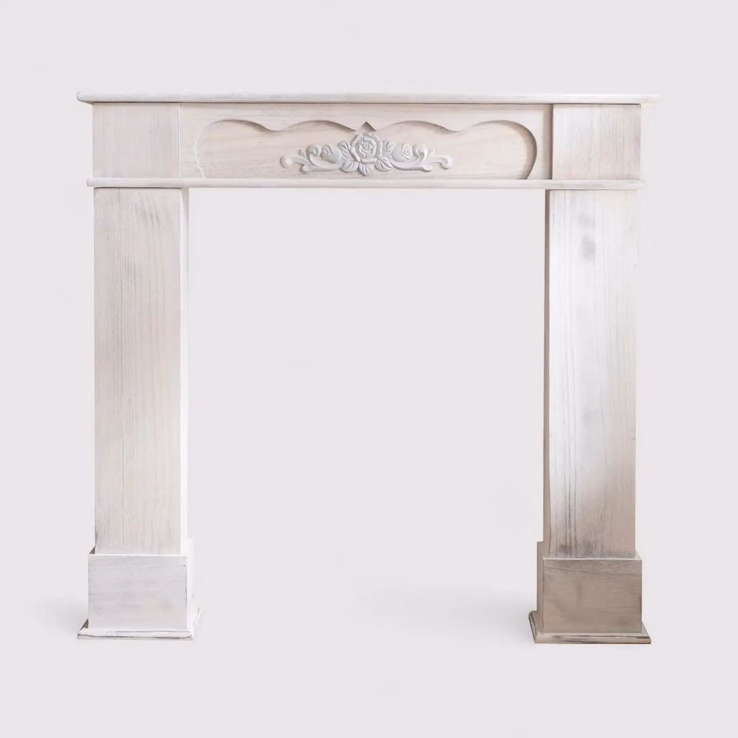 Asperula - Finto camino shabby chic bianco per salotto