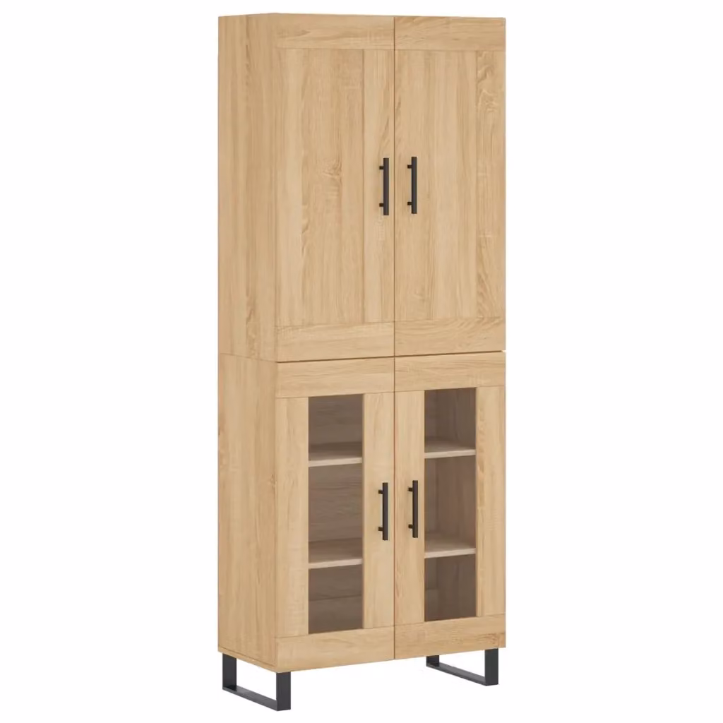 Credenza moderna vidaXL in legno e metallo color beige, sospesa, L: 69,5 cm, P: 34 cm, H: 180 cm – 2