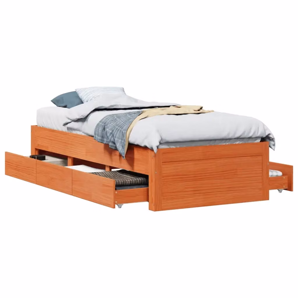 Giroletto vidaXL in legno di pino con cassetti, colore marrone cera, L 193,5 x P 78,5 x H 300 cm – 2