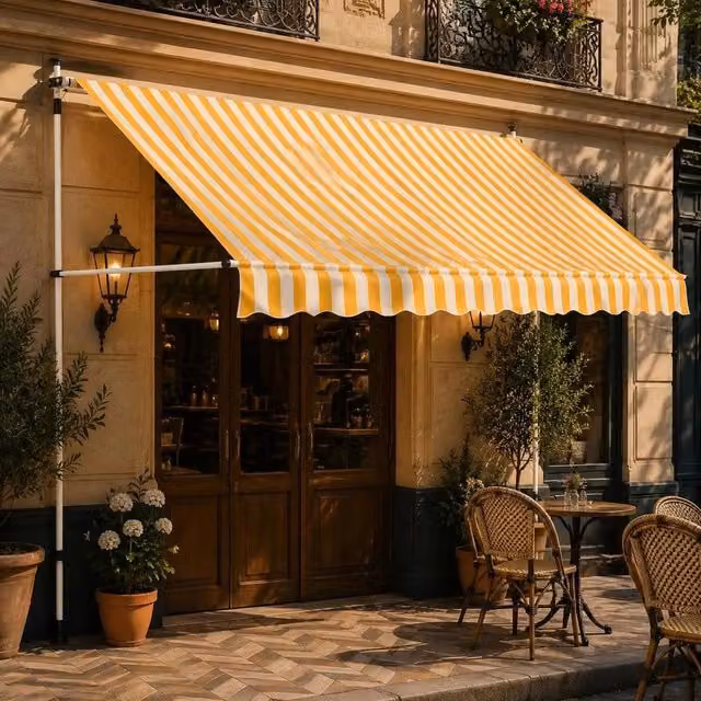 Retractable Awning, Manually Operated, 250 Cm, Orange/white Striped