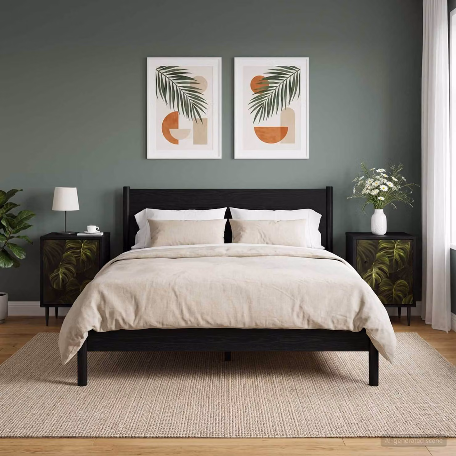 Set di 2 Armadi da Notte vidaXL ELBURG Rovere Nero Opaco L: 36 cm, P: 33 cm, H: 51 cm