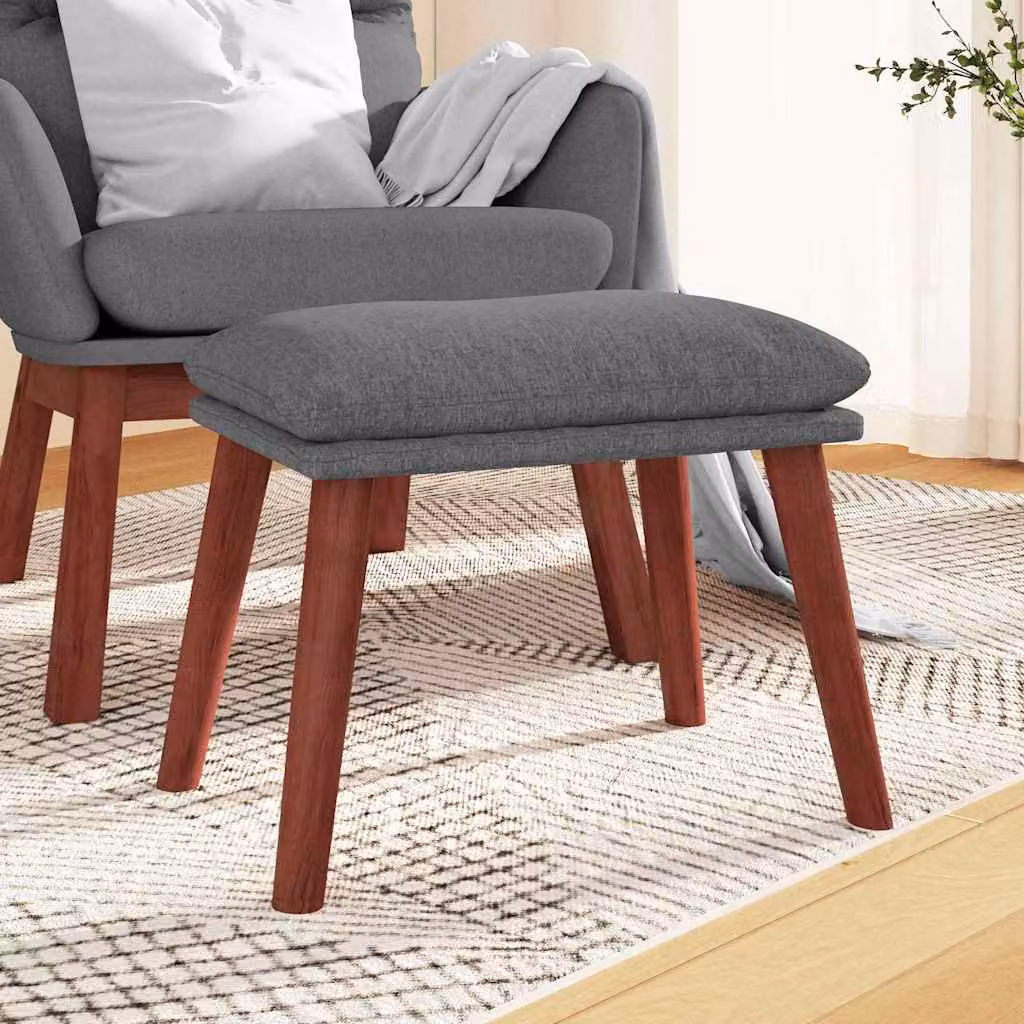 Poggiapiedi vidaXL Grigio in Tessuto con Struttura in Legno L/P/H: 45 x 29,5 x 35 cm
