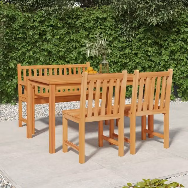 Set da Pranzo per Giardino 4 pz in Legno Massello di Teak 3157151