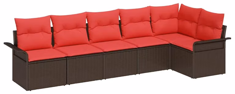 Set Divano da Giardino 6 pcs Marrone polyrattan