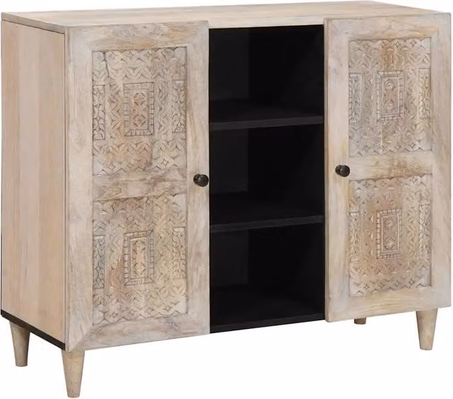 Credenza in legno di mango bianco opaco vidaXL L 90 x P 33 x H 75 cm
