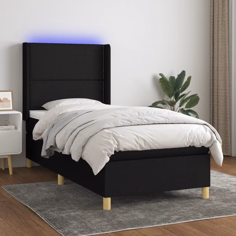 Maison Exclusive - Letto a Molle con Materasso e LED Nero 100x200 cm in Tessuto