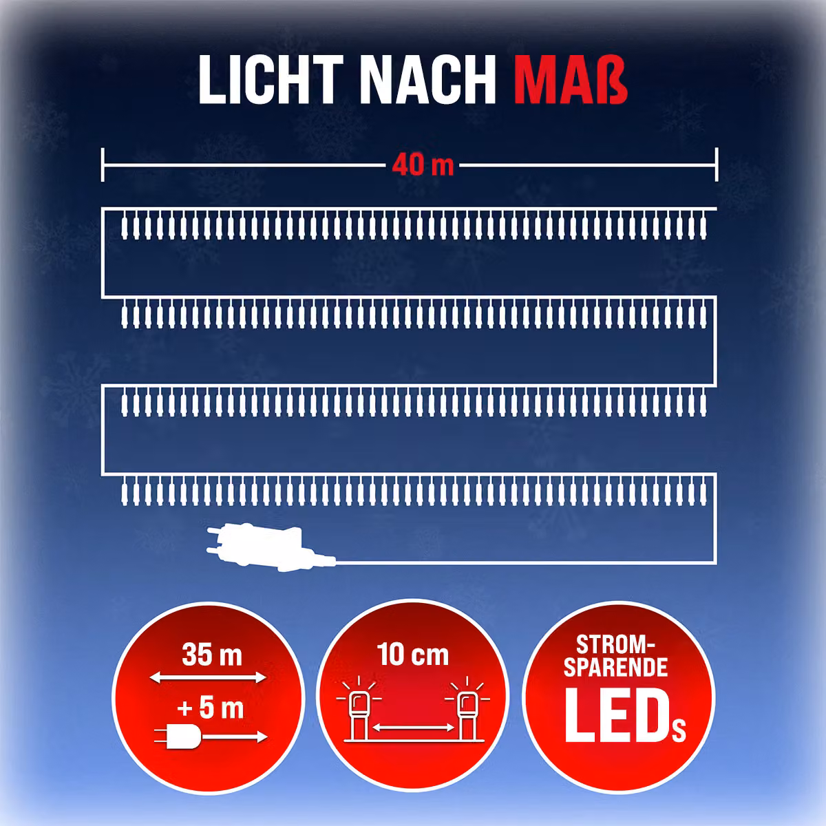Catena di luci natalizie Monzana con 400 LED bianco freddo, lunghezza 40m, con telecomando e timer, protezione IP44 – 2