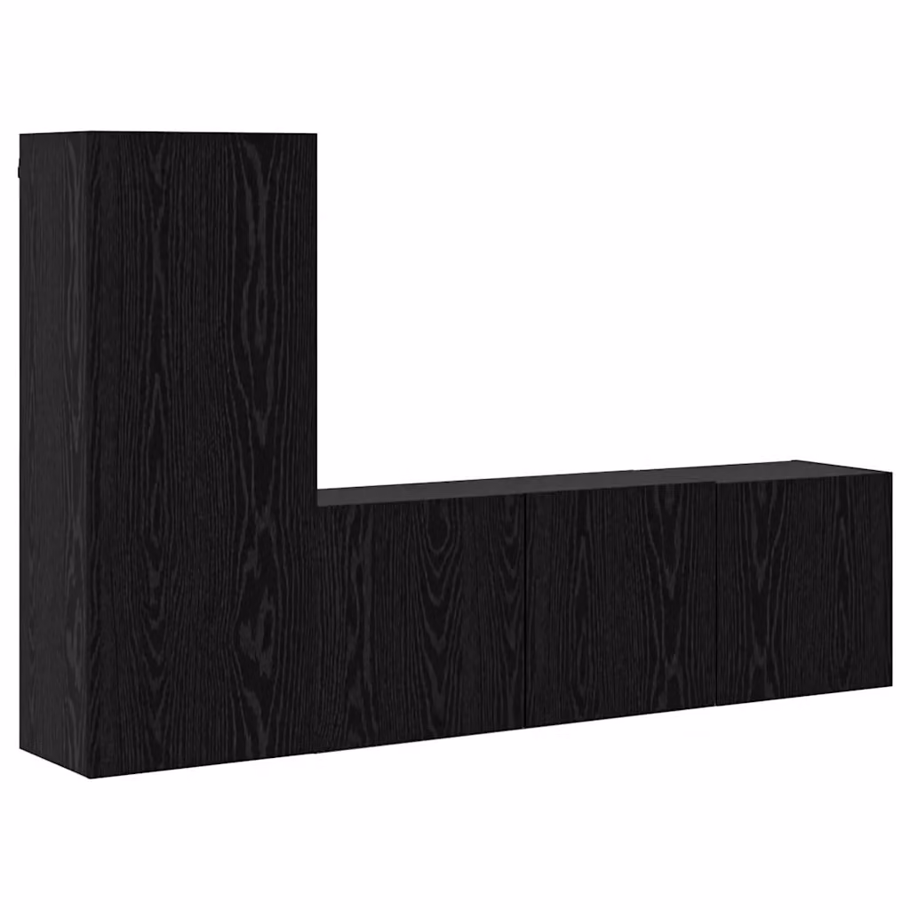 Unità TV da parete moderna vidaXL in 5 pezzi, Rovere e Nero, in legno e MDF – 2