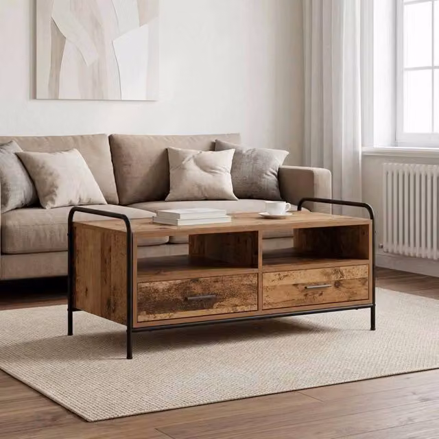Tavolino da salotto legno antico, 99,5x49x46 cm – dal fascino storico, robusto e capiente, regalo per collezionisti