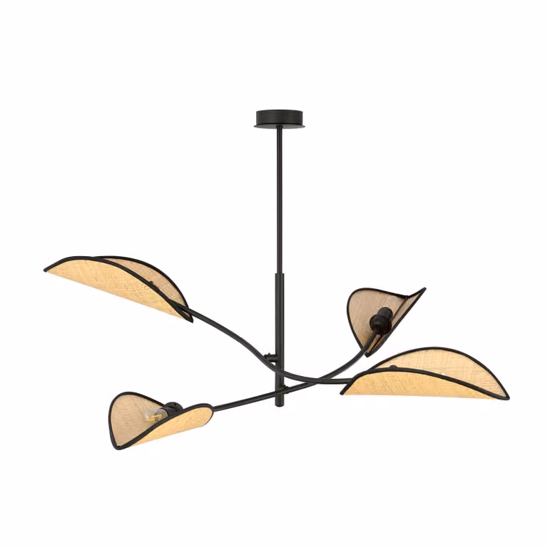 Lampada da soffitto Emibig 4xE14 40W LOTUS 4 NERO/RATTAN 1108/4