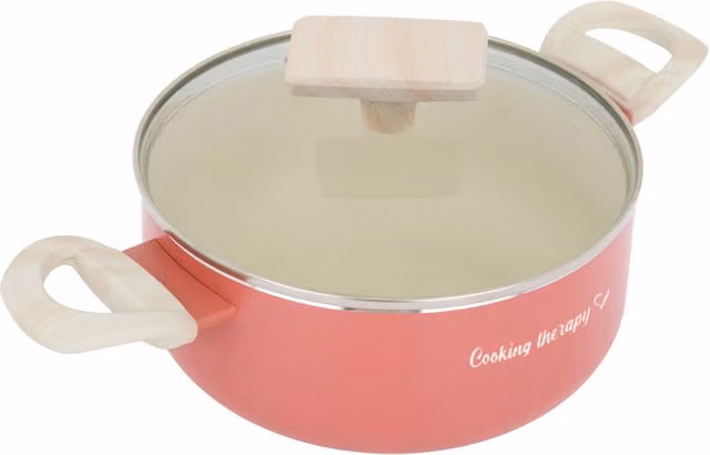 Casseruola Cooking Therapy con coperchio in vetro, antiaderente, colore rosso, diametro 18 cm – 1