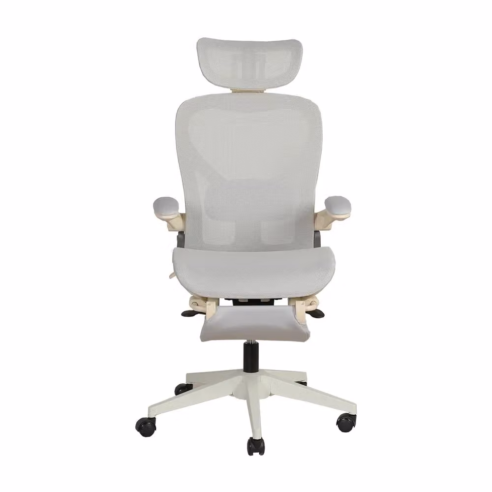 Sedia da ufficio ergonomica pieghevole Minimal grigia con struttura in metallo, braccioli e poggiatesta – 2