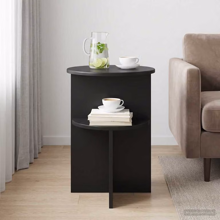vidaXL Tavolo laterale moderno rotondo in legno MDF nero Ø 39,5 x H 55 cm