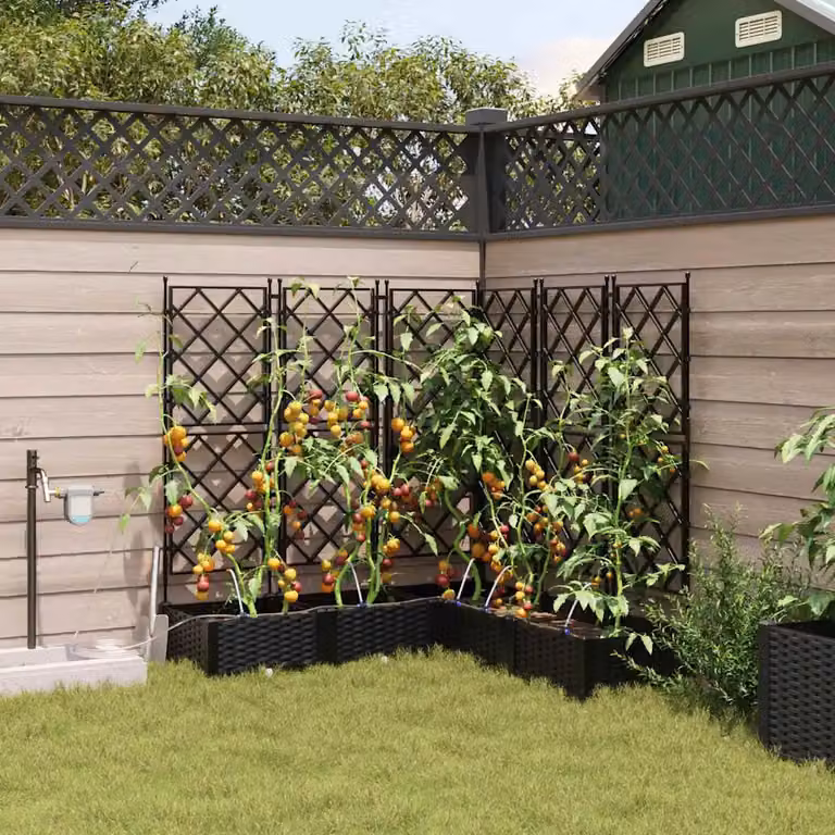 Set di 5 vasi da giardino vidaXL in plastica neri L/P/H: 120 x 120 x 126 cm