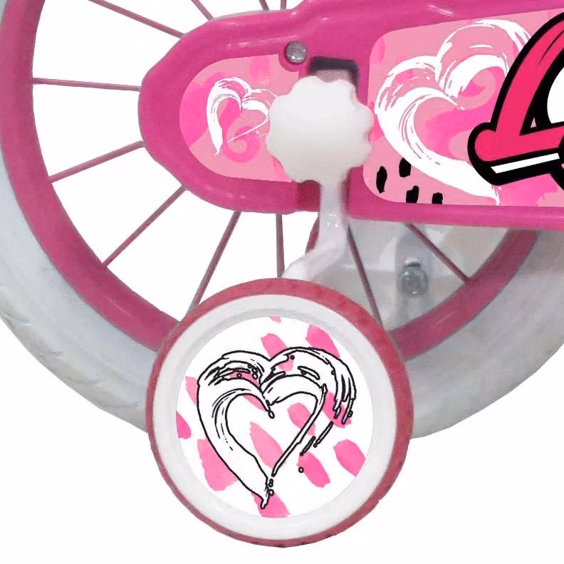 Bicicletta per bambini Sch Heart 14 pollici in metallo rosa con cestino, adatta per età 4-6 anni e altezza 100-120 cm – 2