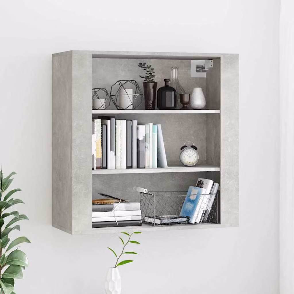 Mobile a parete vidaXL in legno multistrato e MDF, colore grigio cemento, L 80 cm x P 33 cm x H 80 cm