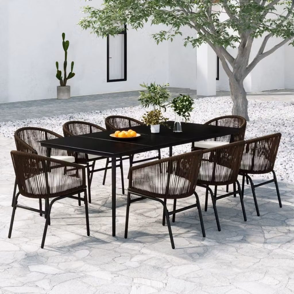 Maison Exclusive - Set da pranzo da giardino da 9 pezzi, marrone