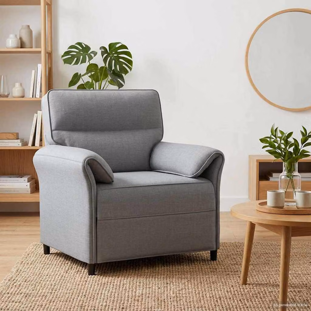 vidaXL Divano singolo moderno Grigio con struttura in metallo e braccioli L/P/H: 88 x 83 x 95 cm