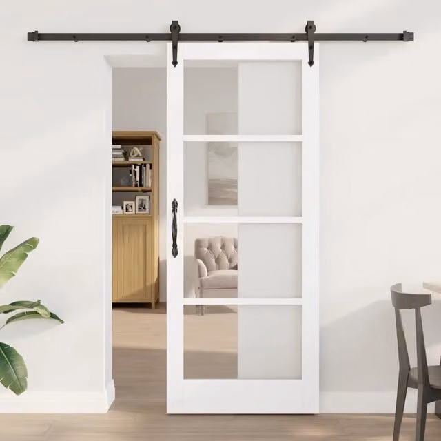 Porta scorrevole ORKDAL vidaXL in legno e vetro Bianco L: 83 cm, H: 202 cm