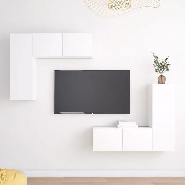 Set Mobili Porta TV 4 pz Bianco in Legno Multistrato 3078689